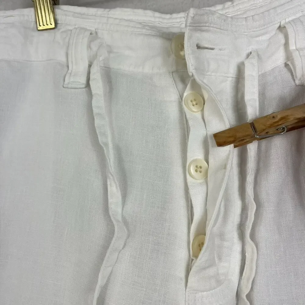 Murano White Linen Straight Leg Pants Men's 40x34